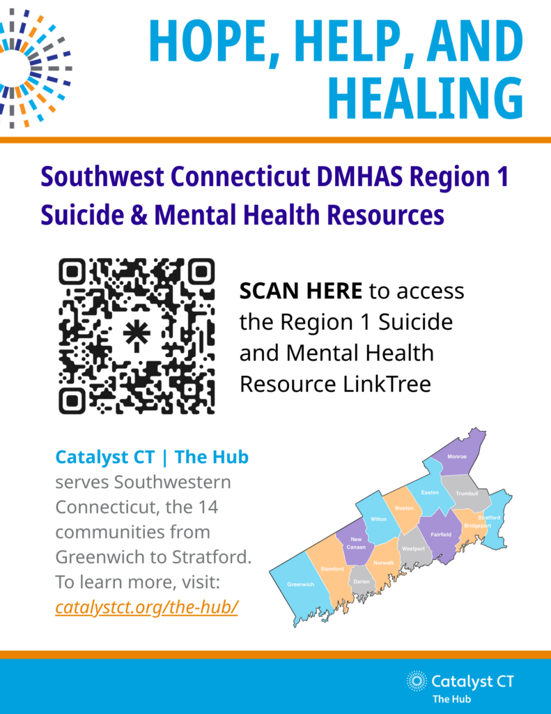 Hope, Help, and Healing Southwest Connecticut DMHAS Region 1 Suicide & Mental Health Resources.